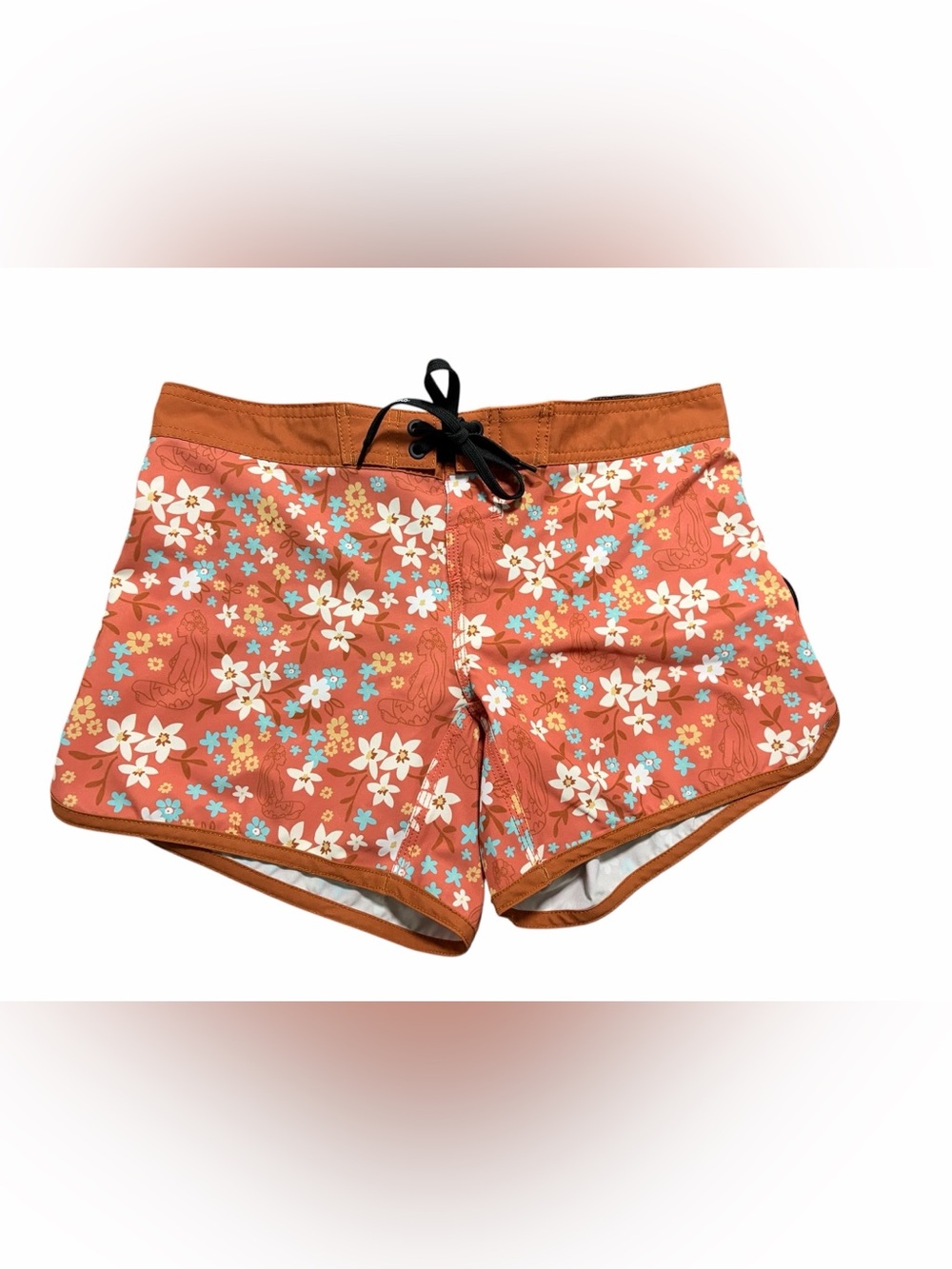 Hinano Tahiti Ladies Orange Floral Board Shorts Size Medium